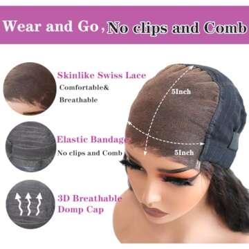 5X5 Wear and Go Glueless SKINLIKE Real HD Lace Closure 200% Density Straight Bob Wigs Human Hair 0.095mm Ultra-thin Invisible Swiss HD Lace Glueless Wigs (10inch, 5X5 Glueless Real HD Lace BOB Wig)