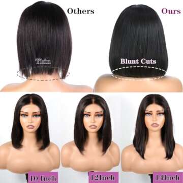 5X5 Wear and Go Glueless SKINLIKE Real HD Lace Closure 200% Density Straight Bob Wigs Human Hair 0.095mm Ultra-thin Invisible Swiss HD Lace Glueless Wigs (10inch, 5X5 Glueless Real HD Lace BOB Wig)
