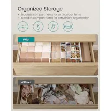 SONGMICS Set of 4 Drawer Organizers, Closet Organizers for Underwear, 80 Cells, Foldable Sock Holders, 11.8 x 11.8 x 3.9 Inches, for Storing Socks, Ties, Belts, Cloud White URUS011W01