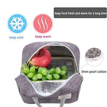 Stylish Insulated Cooler Lunch Tote Bag for All Ages, Reusable Lunch Box