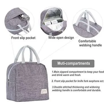Insulated Lunch Bag for School, Work & Picnics