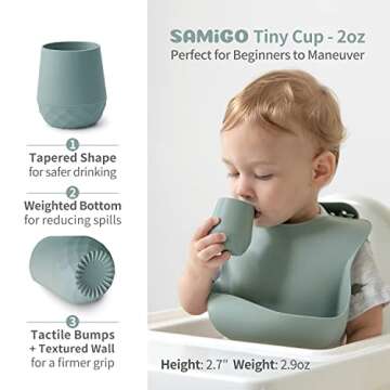 SAMiGO Silicone Baby Cups for 6-12 Months, Tiny Open Cups for Training and Water Drinking, Baby Led ...