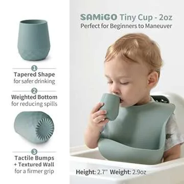 SAMiGO Silicone Baby Cups for 6-12 Months, Tiny Open Cups for Training and Water Drinking, Baby Led ...