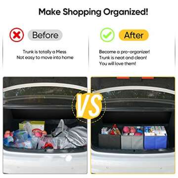 BALEINE 3Pk Reusable Grocery Bags, Foldable Shopping Bags for Groceries with Reinforced Bottom & Handles (Black)