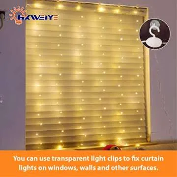 HXWEIYE Short Curtain Lights for Small Window, 3.3x5Ft USB Plug in Warm White Fairy Light with Timer & 8 Clips for Bedroom, 96Led String Light for Bedroom Indoor Weddings Party Garden Wall Décor