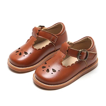 ESTINE Toddler Girls School Dress Uniform Oxford Shoes - Brown