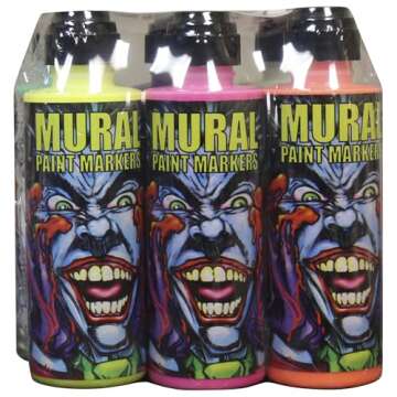Chroma Mural Paint Markers – Assorted Neon/Glow Set of 6, 4 Ounces