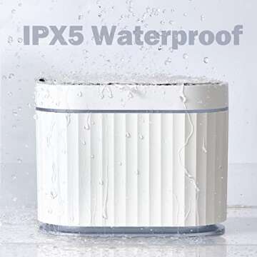 ELPHECO Mini Trash Can with Lid Small Desktop Trash Can with Lid, 5 Liter Automatic Garbage Bin, 1.3 Gallon Motion Sensor Countertop Waste Basket for Bedroom, Office, Bathroom, White with Grey Trim