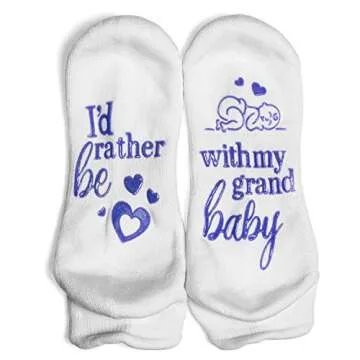 Funny Grandparent Socks - Gift For Grandmas & Expecting Grandparents (I'd Rather Be) One Size