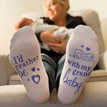 Funny Grandparent Socks - Gift For Grandmas & Expecting Grandparents (I'd Rather Be) One Size