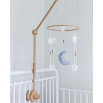 Crib Mobile Arm - Wooden Baby Mobile Hanger for Crib (31 inch, 100% Natural Beech Wood) - Mobile Hol...