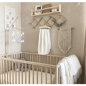 Crib Mobile Arm - Wooden Baby Mobile Hanger for Crib (31 inch, 100% Natural Beech Wood) - Mobile Holder for Crib Strong Anti Slip Attachment - Mobile Stand for Crib Nursery Décor