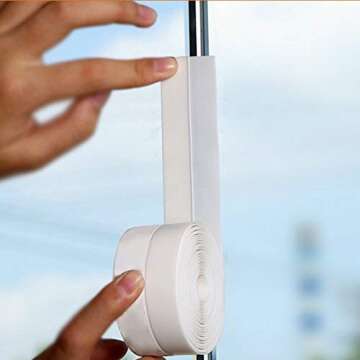 Door Weather Stripping, Window Silicone Seal Strip,Self Adhesive Tape for Draft Stopper Gap and Glass Shower|16Ft Long X 1.77 Inch(45mm) Width ，White |