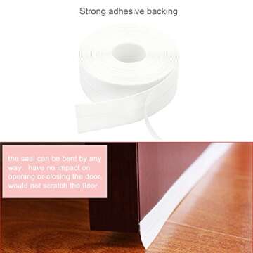 Door Weather Stripping, Window Silicone Seal Strip,Self Adhesive Tape for Draft Stopper Gap and Glass Shower|16Ft Long X 1.77 Inch(45mm) Width ，White |