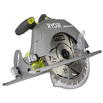 Ryobi P508 One+ 18V Lithium Ion Cordless Brushless 7 1/4 3,800 RPM Circular Saw w/Included Blade (Battery Not Included, Power Tool Only) (Renewed)