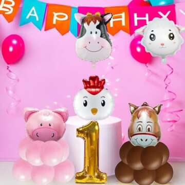 XLENGO Farm Animal Balloons for Baby Shower Parties
