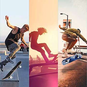 ToyerBee Skateboard, Skateboards for Beginners, Kids & Adults, Standard Skateboard 31” with Repair Kit for Teens/Boys/Girls, 9 Layer Canadian Maple Double Kick Pro Skateboard for Sports & Outdoors