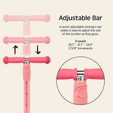 Retrospec Chipmunk Plus Kids’ Kick Scooter 3+ Years - Height Adjustable 3 Wheel Scooters - Learn to Steer, Foldable Seat, LED Lights, & No-Slip Deck - Bubblegum