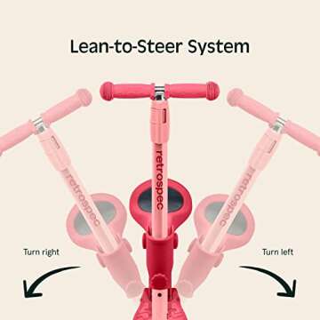 Retrospec Chipmunk Plus Kids’ Kick Scooter 3+ Years - Height Adjustable 3 Wheel Scooters - Learn to Steer, Foldable Seat, LED Lights, & No-Slip Deck - Bubblegum