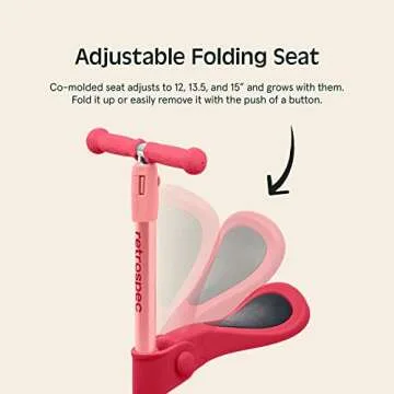 Retrospec Chipmunk Plus Kids’ Kick Scooter 3+ Years - Height Adjustable 3 Wheel Scooters - Learn to Steer, Foldable Seat, LED Lights, & No-Slip Deck - Bubblegum