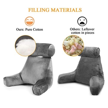 ZOEMO Bed Rest Reading Pillow, Big Bedrest Pillows with Arm Rests and Neck Roll Pillow, Armrest Pillows for Reading Watching TV in Bed Floor or Sofa
