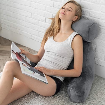 ZOEMO Bed Rest Reading Pillow, Big Bedrest Pillows with Arm Rests and Neck Roll Pillow, Armrest Pillows for Reading Watching TV in Bed Floor or Sofa