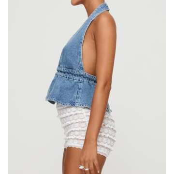 Women Backless Denim Vest for Summer Style