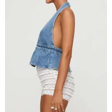 Women Backless Denim Vest for Summer Style