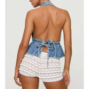 Women Backless Denim Vest for Summer Style