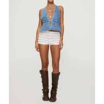 Women Backless Denim Vest for Summer Style