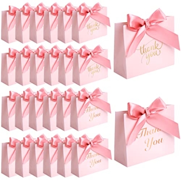 VGOODALL 24PCS Pink Mini Thank You Gift Bags - Perfect Party Favors