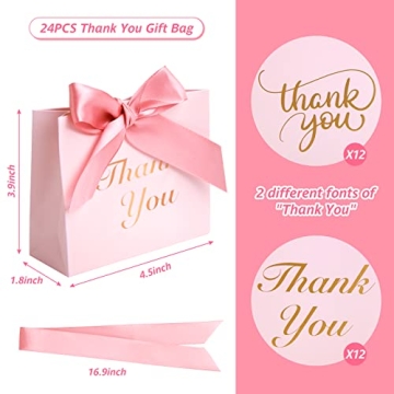 VGOODALL 24PCS Pink Mini Thank You Gift Bags