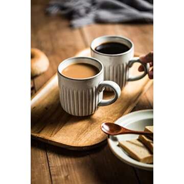 Gomakren Coffee Mugs Set of 6, Mug with Handle, 10 oz Porcelain Coffee Cups for Hot Cold Drinks, Chocolate, Milk, Latte, Tea, Cocoa, Modern Unique Style For Any Kitchen