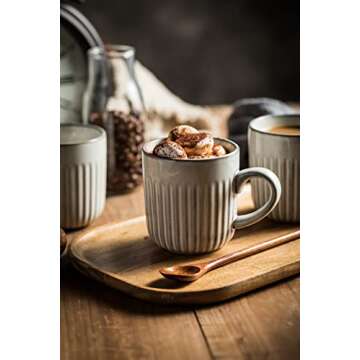 Gomakren Coffee Mugs Set of 6, Mug with Handle, 10 oz Porcelain Coffee Cups for Hot Cold Drinks, Chocolate, Milk, Latte, Tea, Cocoa, Modern Unique Style For Any Kitchen