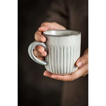 Gomakren Coffee Mugs Set of 6, Mug with Handle, 10 oz Porcelain Coffee Cups for Hot Cold Drinks, Chocolate, Milk, Latte, Tea, Cocoa, Modern Unique Style For Any Kitchen