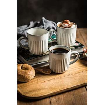 Gomakren Coffee Mugs Set of 6, Mug with Handle, 10 oz Porcelain Coffee Cups for Hot Cold Drinks, Chocolate, Milk, Latte, Tea, Cocoa, Modern Unique Style For Any Kitchen