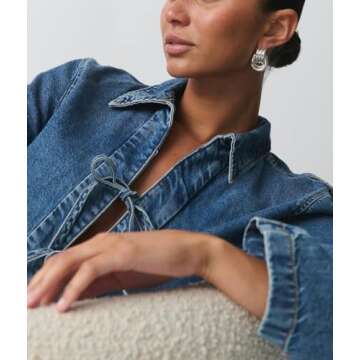 Fashionable Cropped Denim Jacket for Women - LouVasabuce