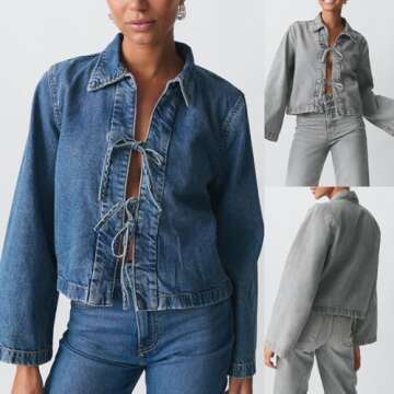 Fashionable Cropped Denim Jacket for Women - LouVasabuce
