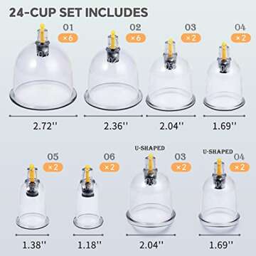 AIKOTOO Cupping Set Massage Therapy Cups Cupping Kit for Body Cellulite 24 Suction Cups