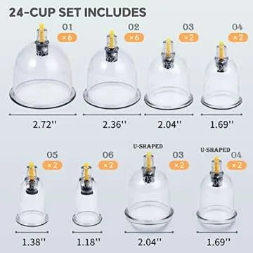AIKOTOO Cupping Set Massage Therapy Cups Cupping Kit for Body Cellulite 24 Suction Cups