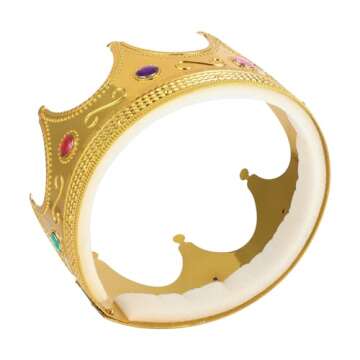 Tytroy Regal King Queen Prince Princess Gold Jeweled Plastic Crown for CostumeParty Birthday Halloween Theater Celebration Anniversary Parade Festival Carnival Mardi Gras or Home Business Decoration