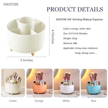 DASITON 360° Rotating Makeup Organizer for Stylish Storage