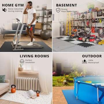 Gym Flooring Set - Interlocking EVA Soft Foam Floor Mat, 18 Pieces Puzzle Rubber Tiles Protective Ground Surface Protection, Play Workout Exercise Mats Underlay Matting Sports Pool Home Fitness Garage