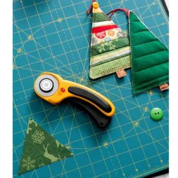 OLFA 60mm Ergonomic Rotary Cutter (RTY-3/DX) - Rotary Fabric Cutter w/Blade Cover & Squeeze Trigger for Quilting, Sewing, Crafts, Replacement Blade: OLFA RB60-1