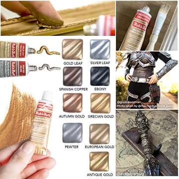 GRAS Art Bundles Wax Metallic European Gold Paint, 0.5 Fluid Ounce, Pixiss Blending Tools for Applyi...