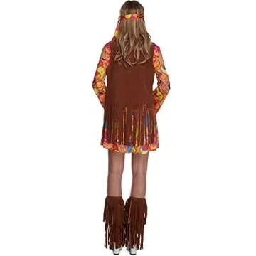 Morph Short Hippie Costume for Women, 70s Women Halloween Costume, Retro Hippie Outfit, Festival Attire, Large