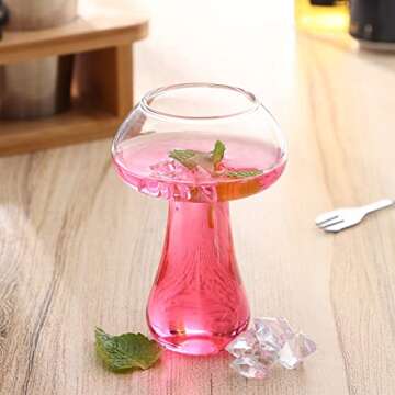 DOITOOL Mushroom Glasses, 2 Pieces Creative Mushroom Cocktail Glass Stemware 280ml Mushroom Cocktail...