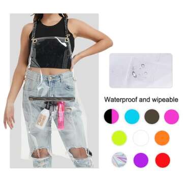 MIKI WELL Hair Stylist Apron with pocket - Waterproof Transparent Salon Apron,One-Size-Fits-Most people,Transparent(22.83” W 29.5” L)
