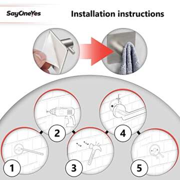 SAYONEYES 5 Pieces Brushed Nickel Bathroom Hardware Set Wall Mounted - Includes 16 Inch Towel Bar, Toilet Paper Holder, 3 Coat Towel Hooks – SUS304 Stainless Steel Bathroom Accessories Set