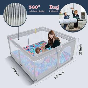 TODALE Baby Playpen, Medium Playpen for Babies and Toddlers, Indoor & Outdoor Kids Activity Center, Kids Safety Play Pens Play (Light Grey, 50x50x27 Inch)